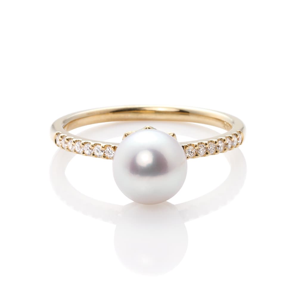 Akoya pearl gold diamond ring/アコヤ真珠ゴールドダイヤモンドリング-1