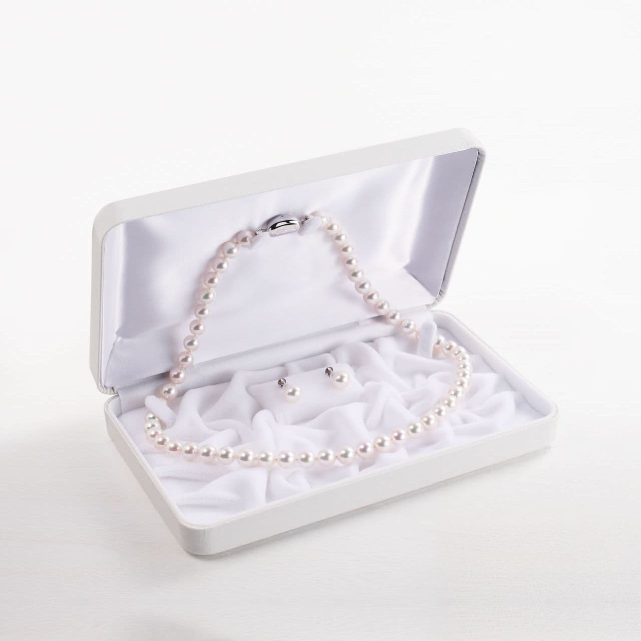 Akoya pearl necklace & pearl earrings set【L】/アコヤ真珠ネックレス＆イヤリングセット Mサイズ-4