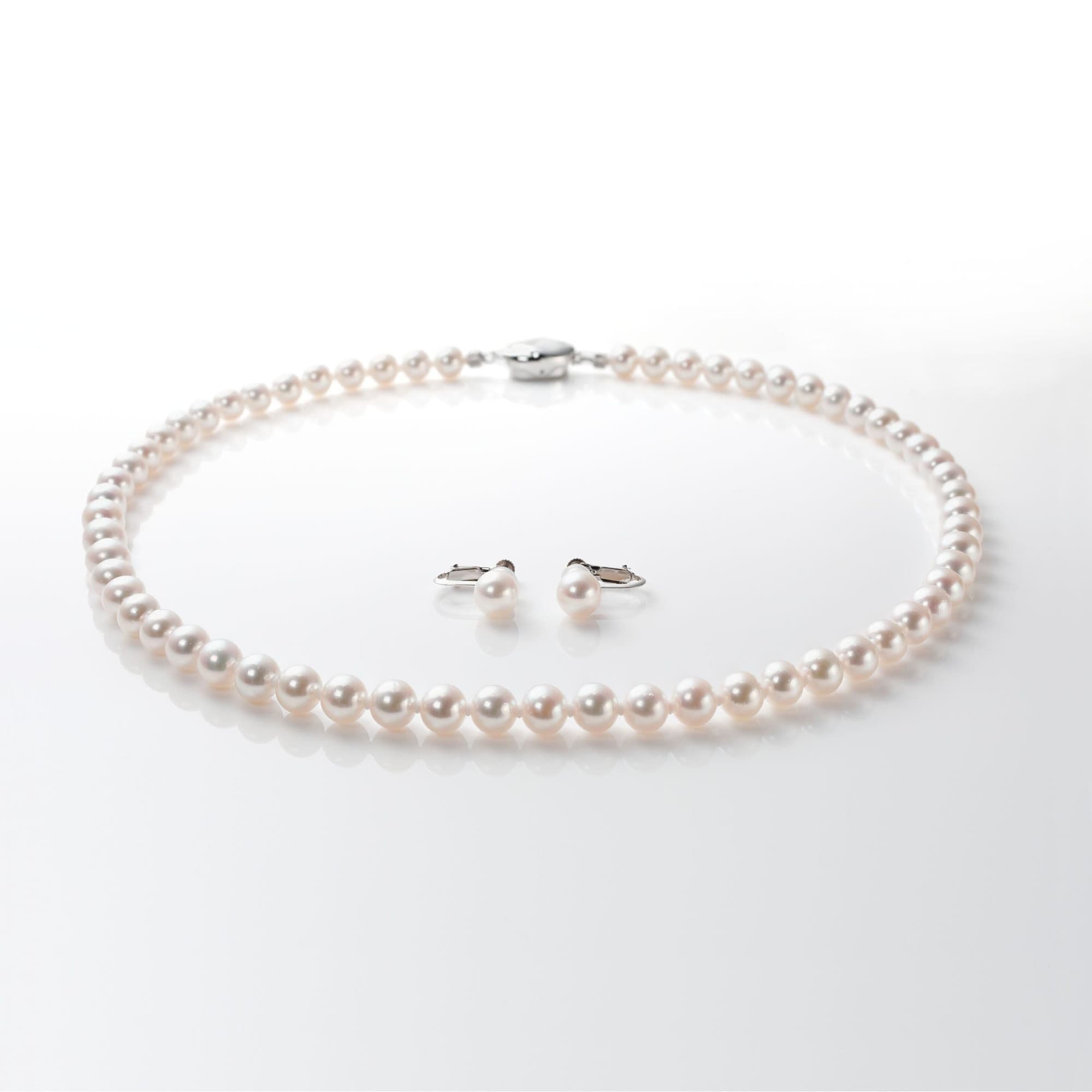 Akoya pearl necklace & pearl earrings set【S】/アコヤ真珠ネックレス＆イヤリングセット Sサイズ-1