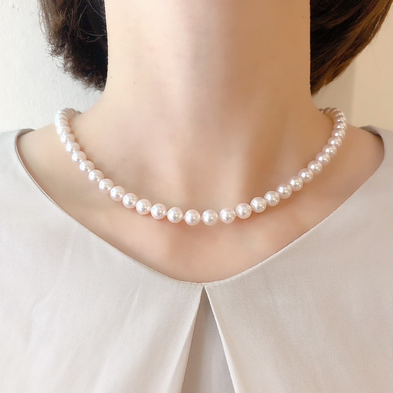 Akoya pearl necklace & pearl earrings set【S】/アコヤ真珠ネックレス＆イヤリングセット Sサイズ-3