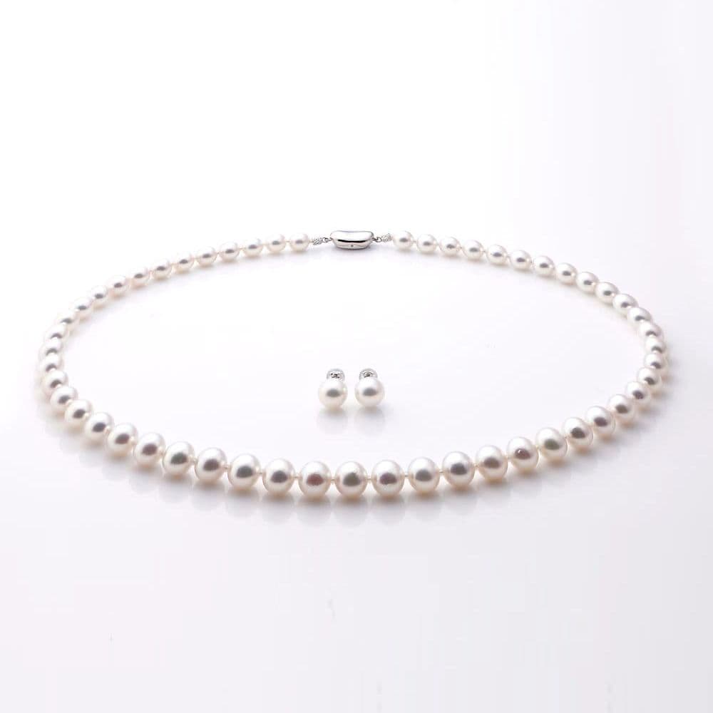 Akoya pearl necklace & pearl earrings set【HANADAMA】/アコヤ真珠ネックレス＆イヤリングセット 特選花珠-1