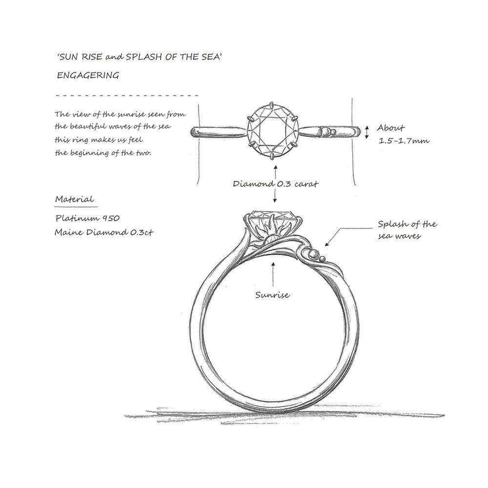 Made-to-Order Jewelry 1/日の出と海のダイヤモンドエンゲージリング-2